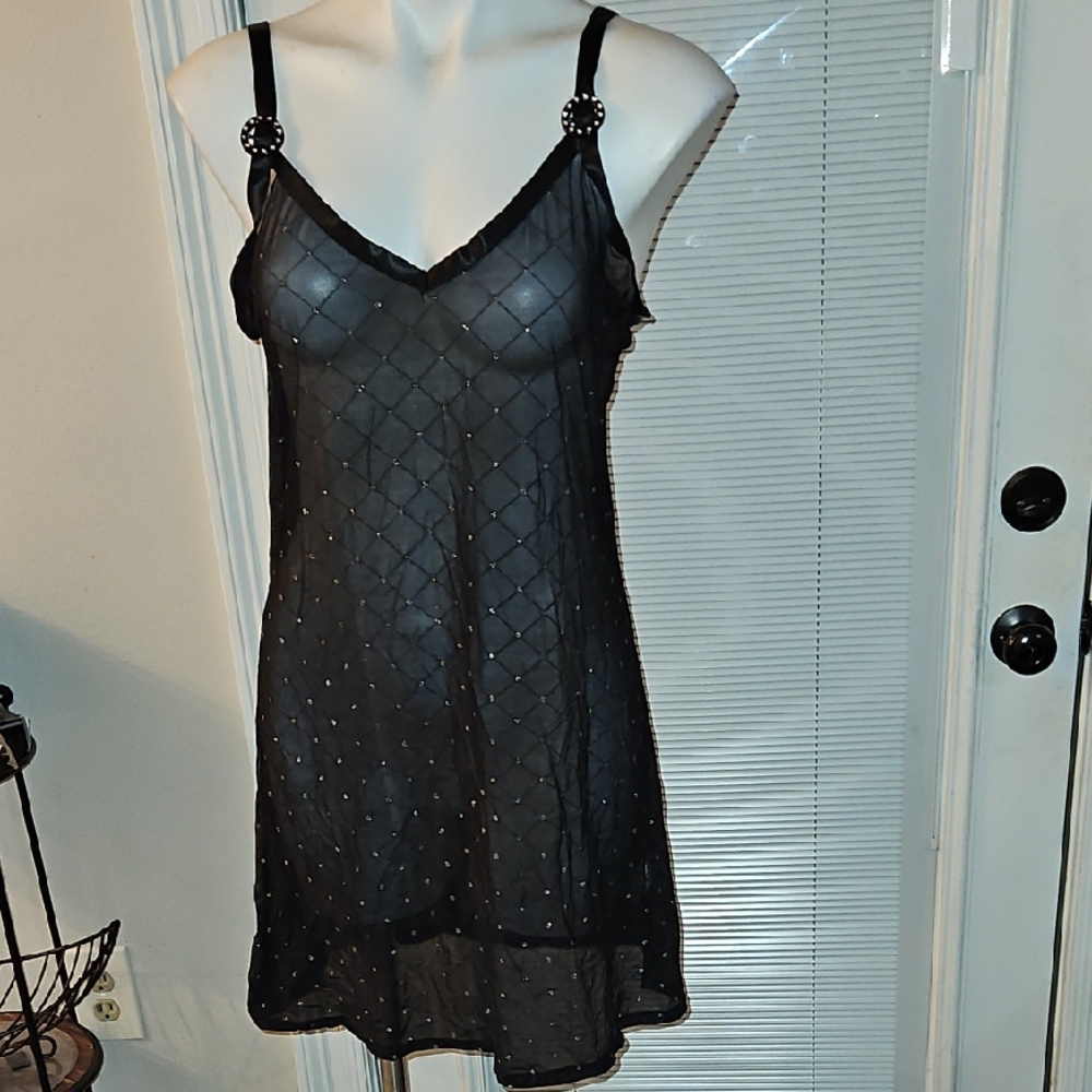 Elegant Black Sheer Nightgown